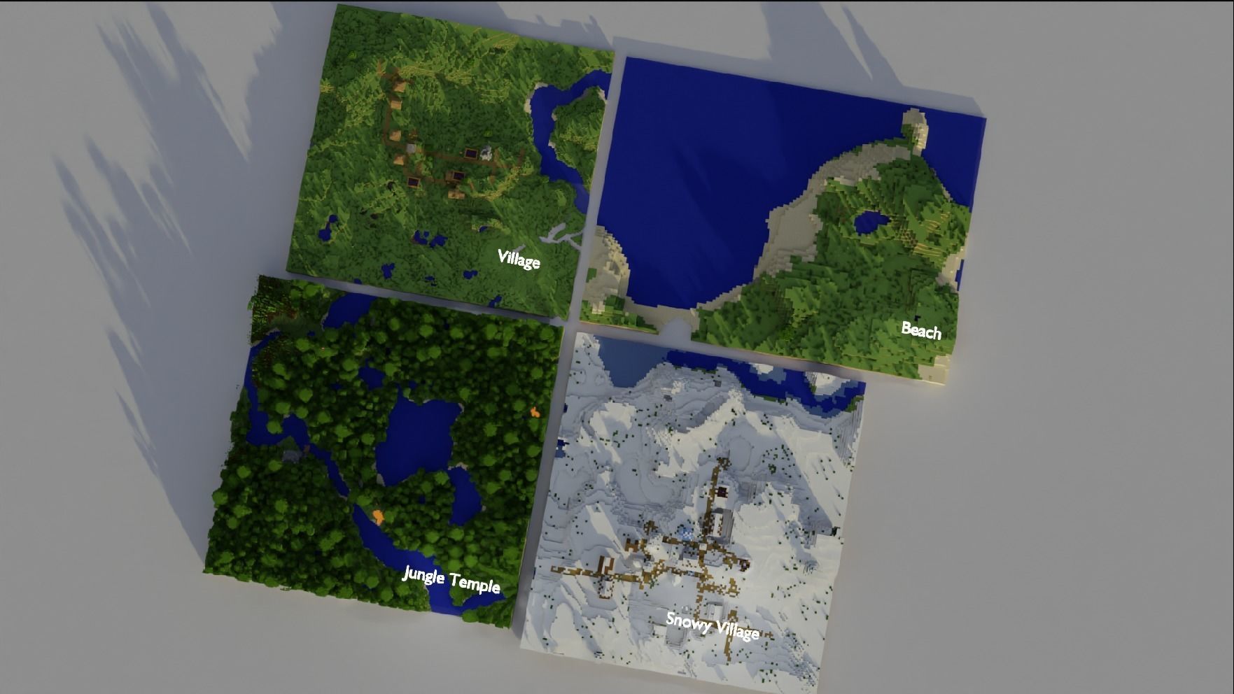 Minecraft Biomes Village Snowy Village Jungle temple Beach Free 3D model_5