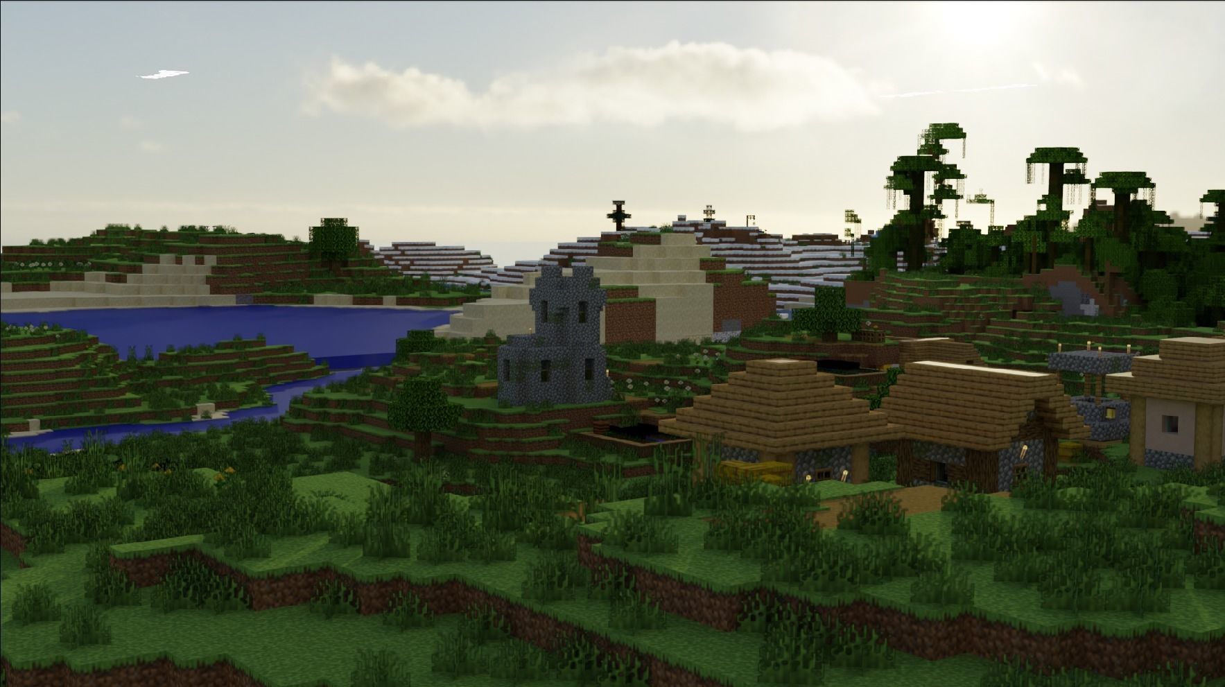 Minecraft Biomes Village Snowy Village Jungle temple Beach Free 3D model_2