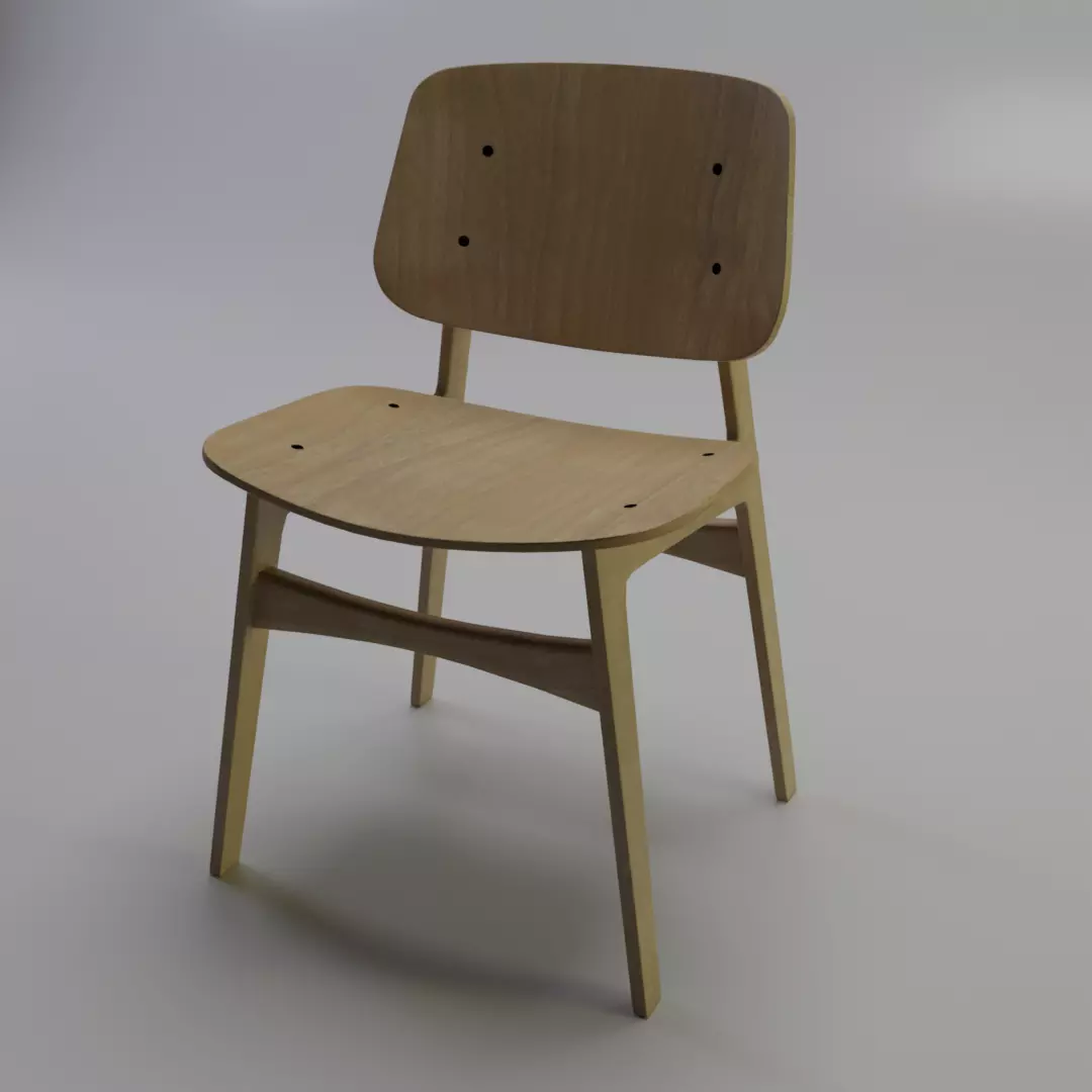Chair wooden Free low-poly 3D model