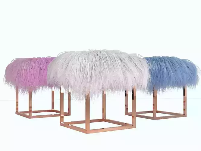 GLAM FAUX FUR OTTOMAN