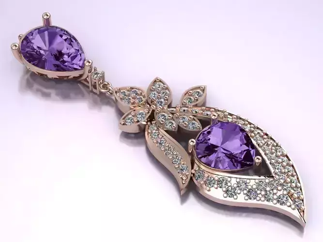 women diamond pendant 3D print model