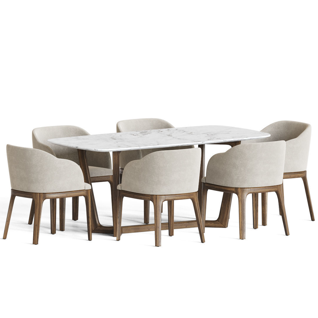 Aubrey Chair Evelyn Table Dining Set 3D model_1