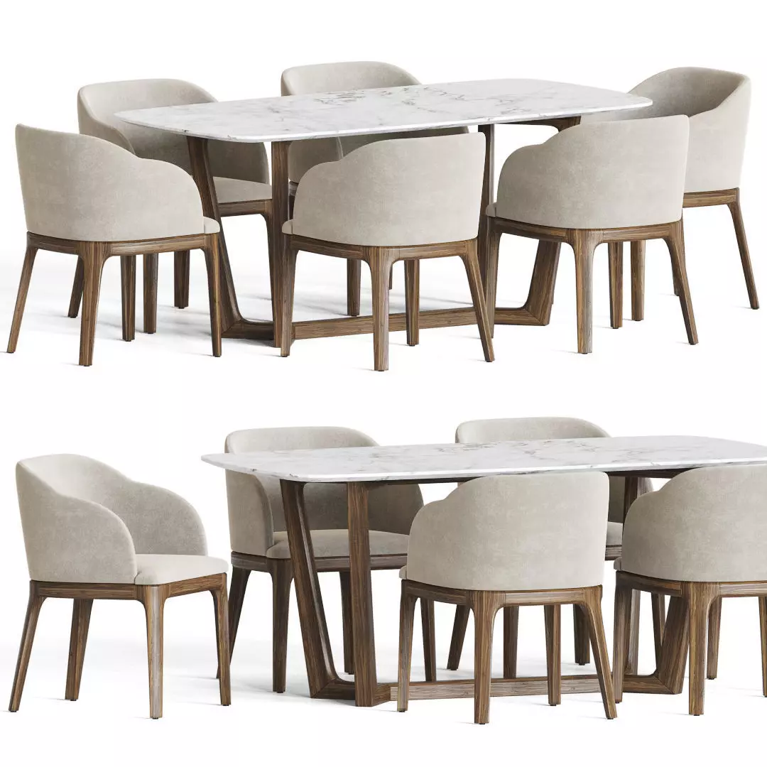 Aubrey Chair Evelyn Table Dining Set 3D model_0