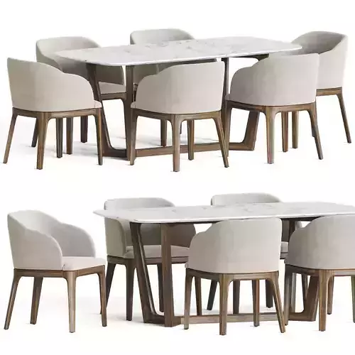 Aubrey Chair Evelyn Table Dining Set 3D model