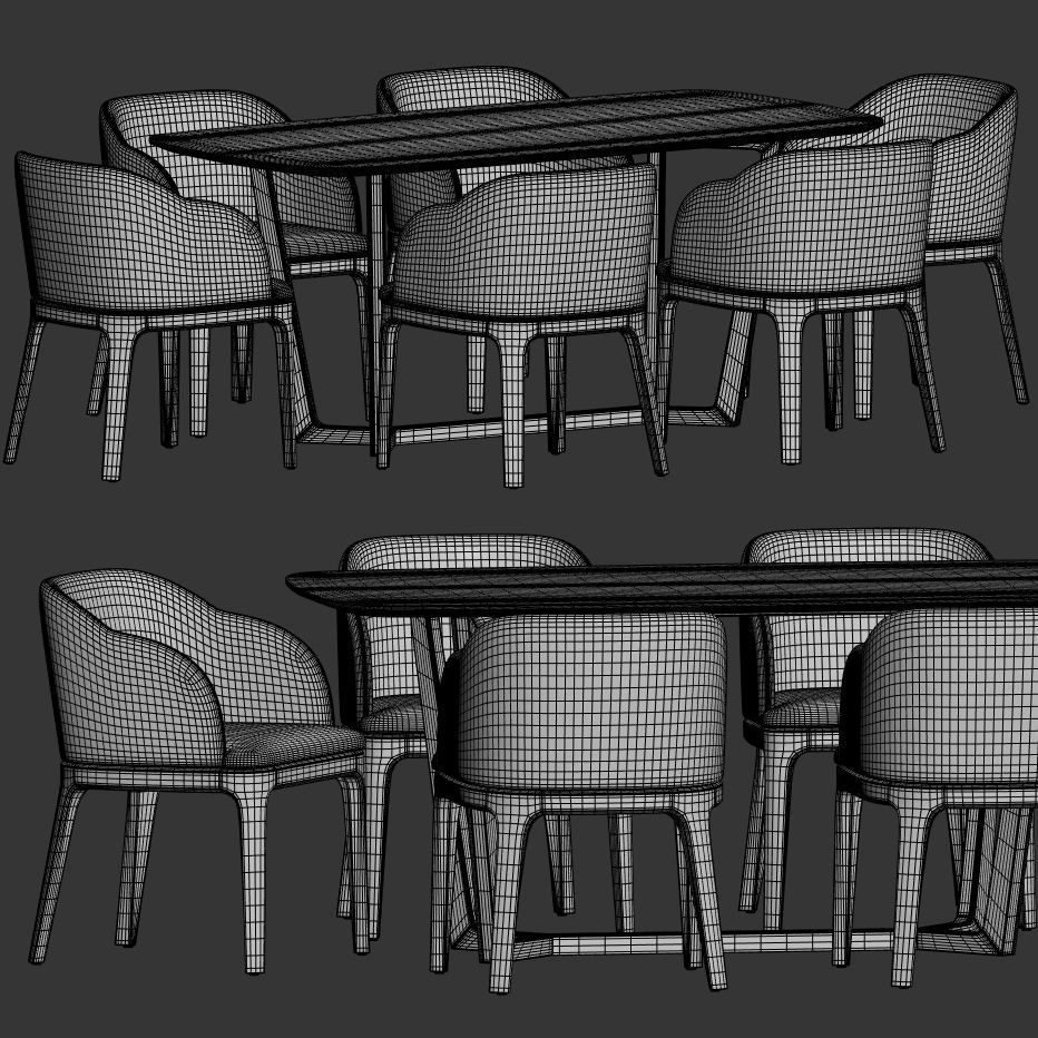 Aubrey Chair Evelyn Table Dining Set 3D model_2