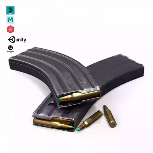 AR-15 Alloy Magazine 40-Round Low-poly 3D model