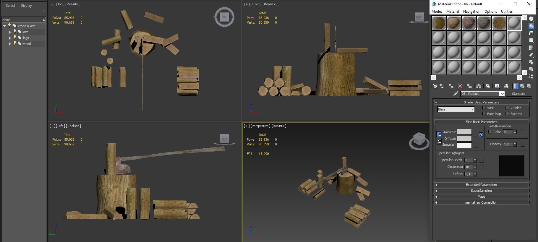 Wood Axe Logs 3D model_21