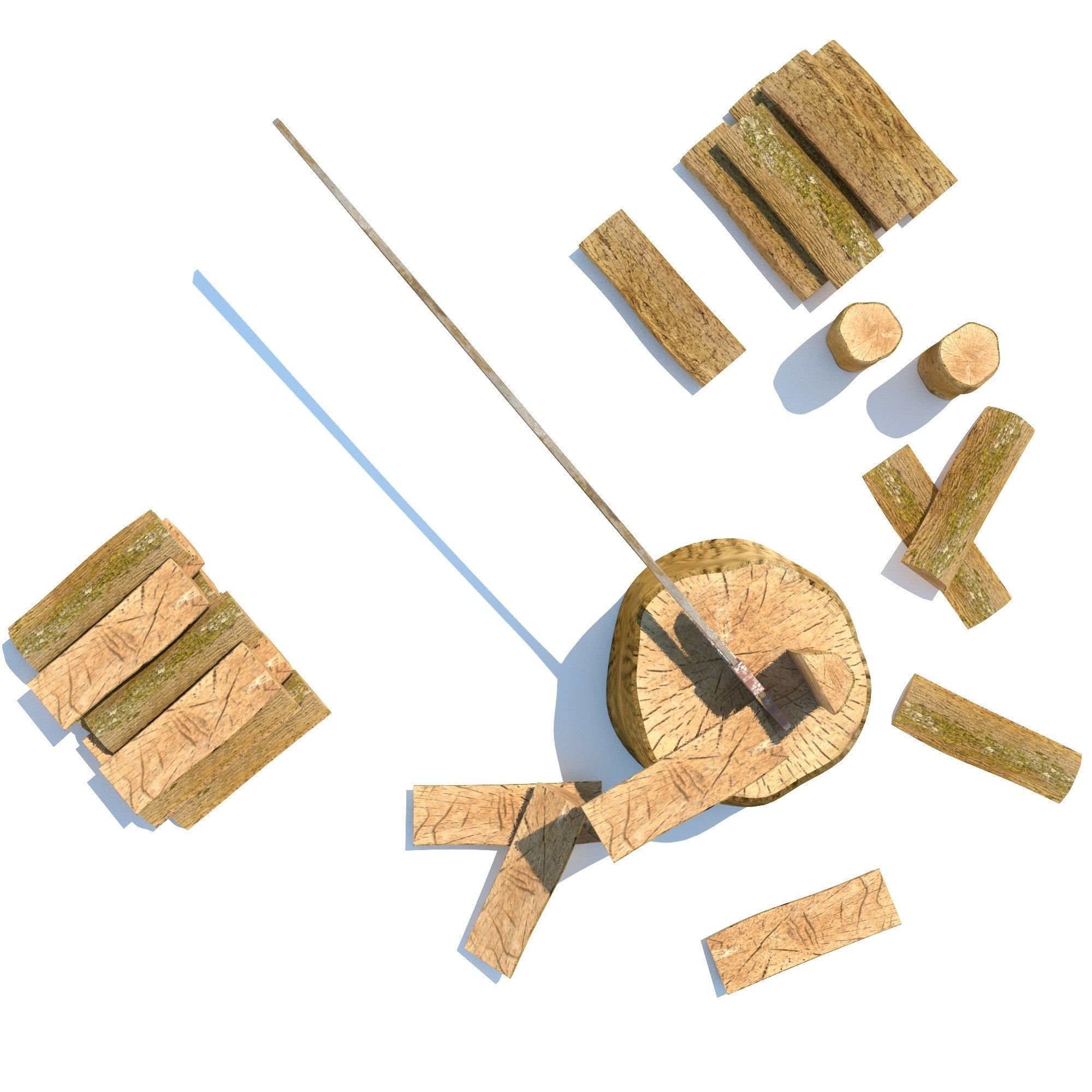 Wood Axe Logs 3D model_18