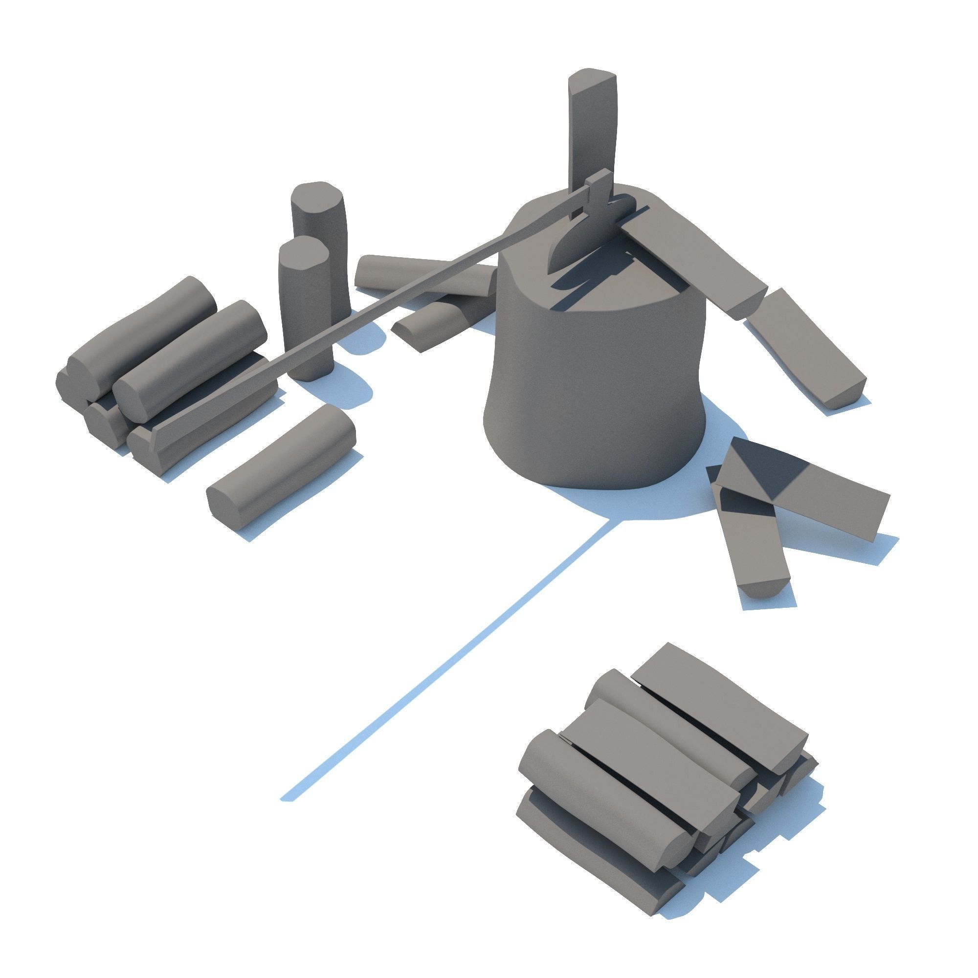 Wood Axe Logs 3D model_10