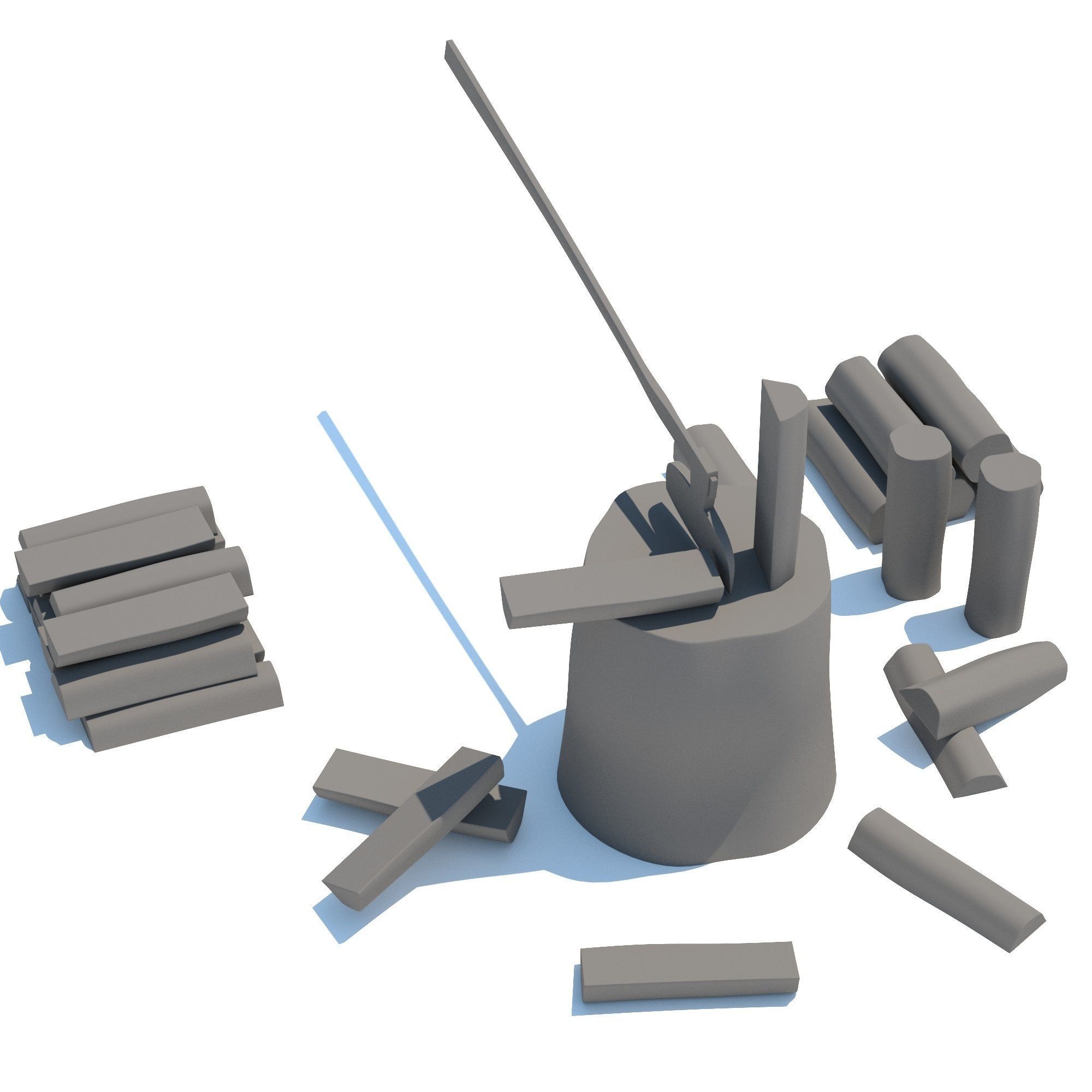 Wood Axe Logs 3D model_1