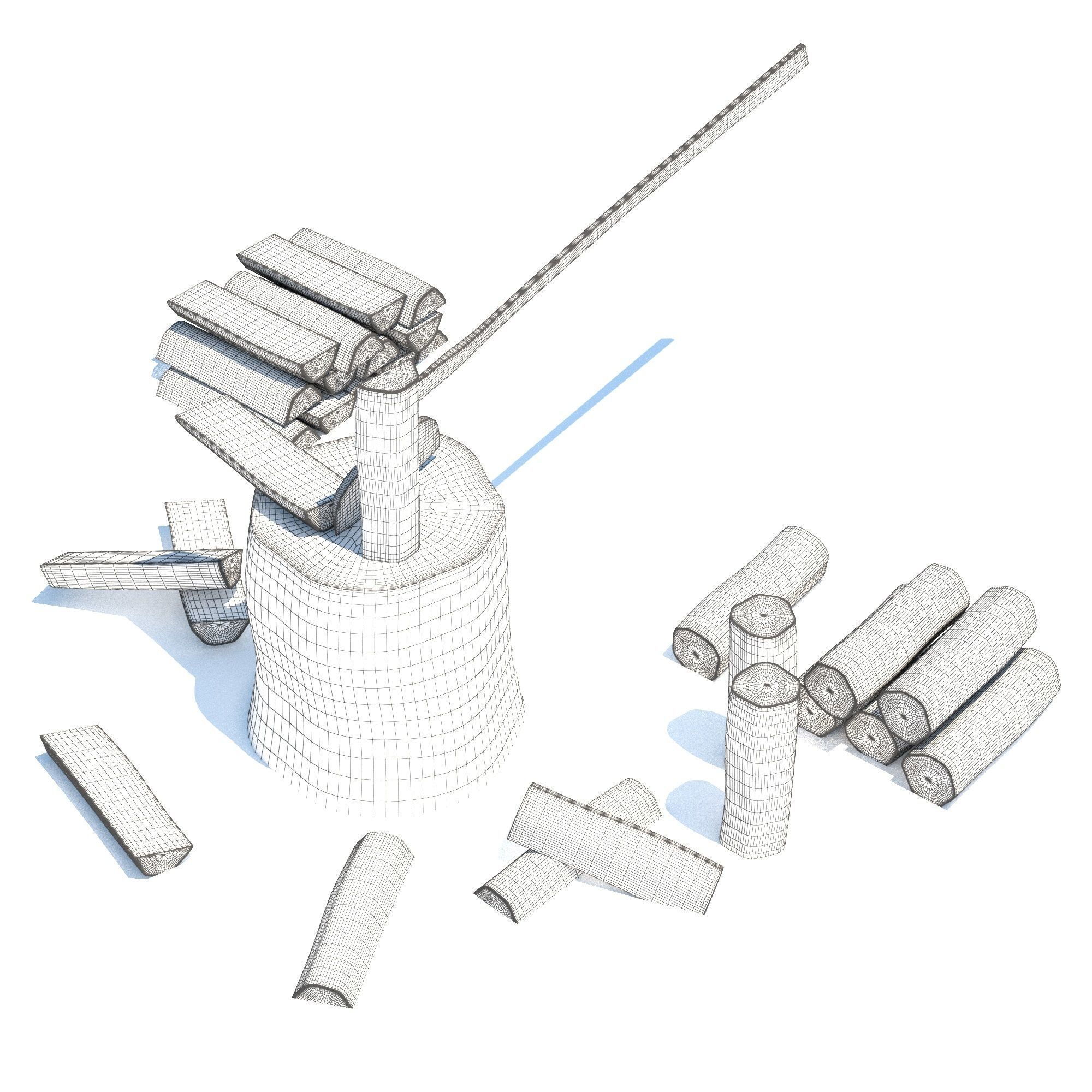 Wood Axe Logs 3D model_5