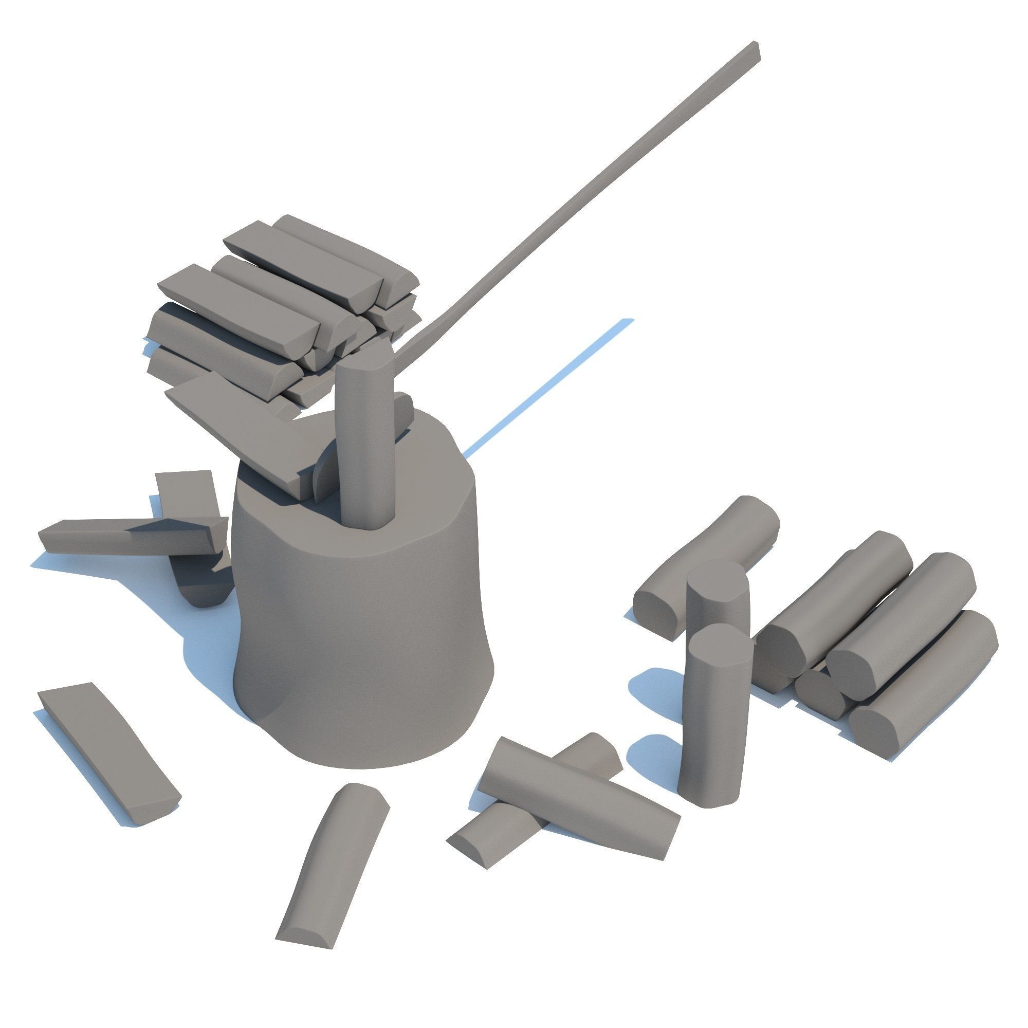 Wood Axe Logs 3D model_4