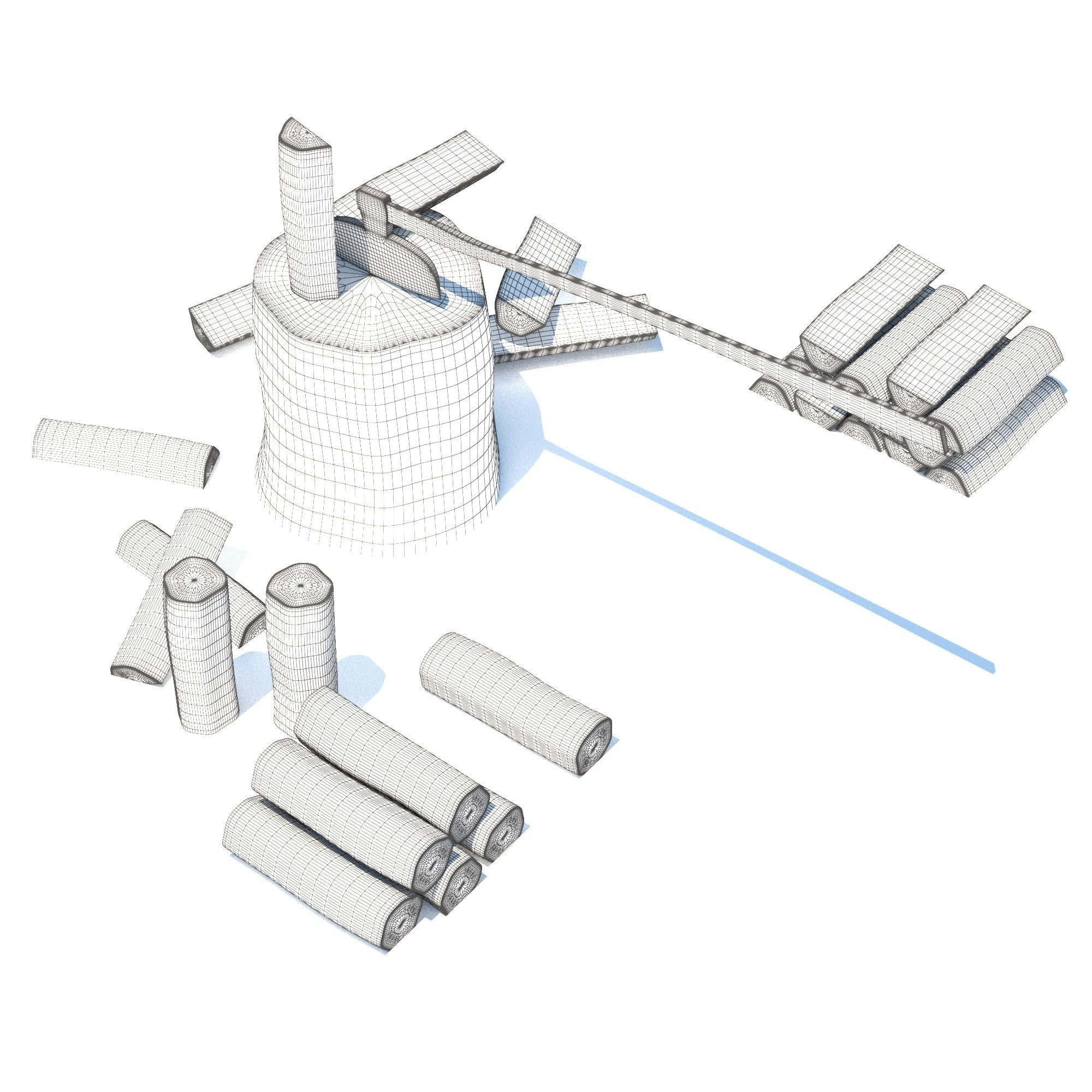 Wood Axe Logs 3D model_8