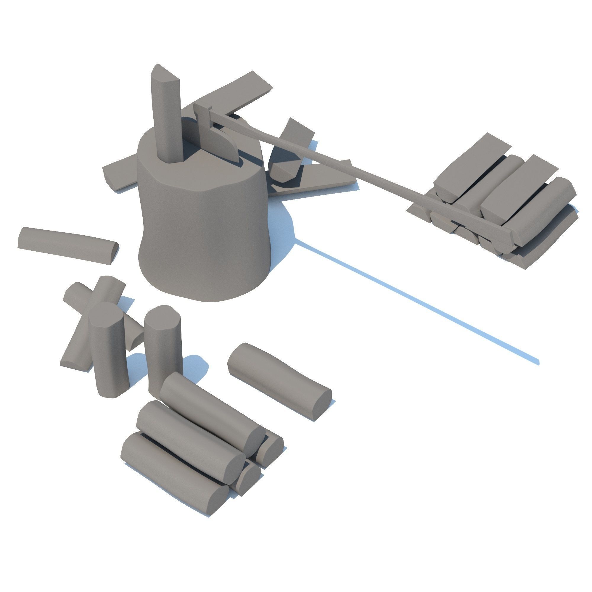 Wood Axe Logs 3D model_7