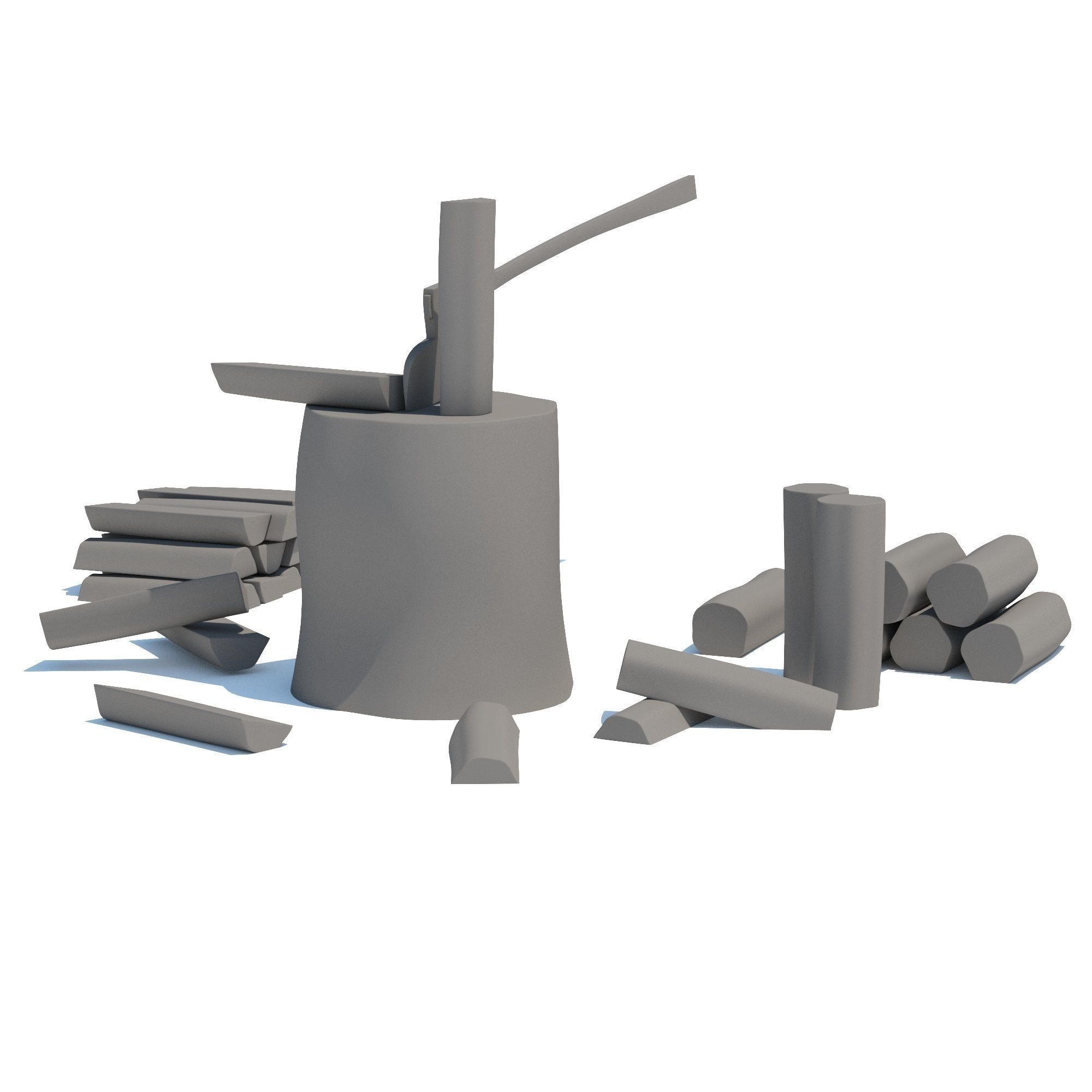 Wood Axe Logs 3D model_13