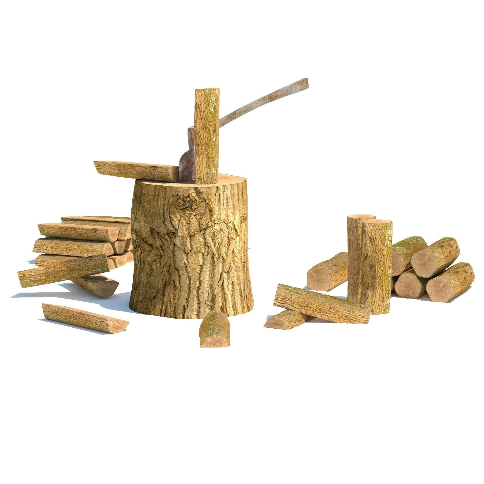 Wood Axe Logs 3D model_12