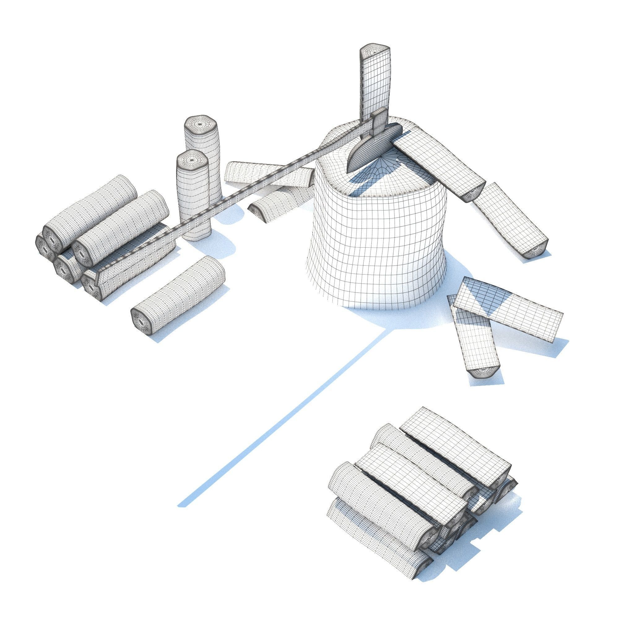 Wood Axe Logs 3D model_11