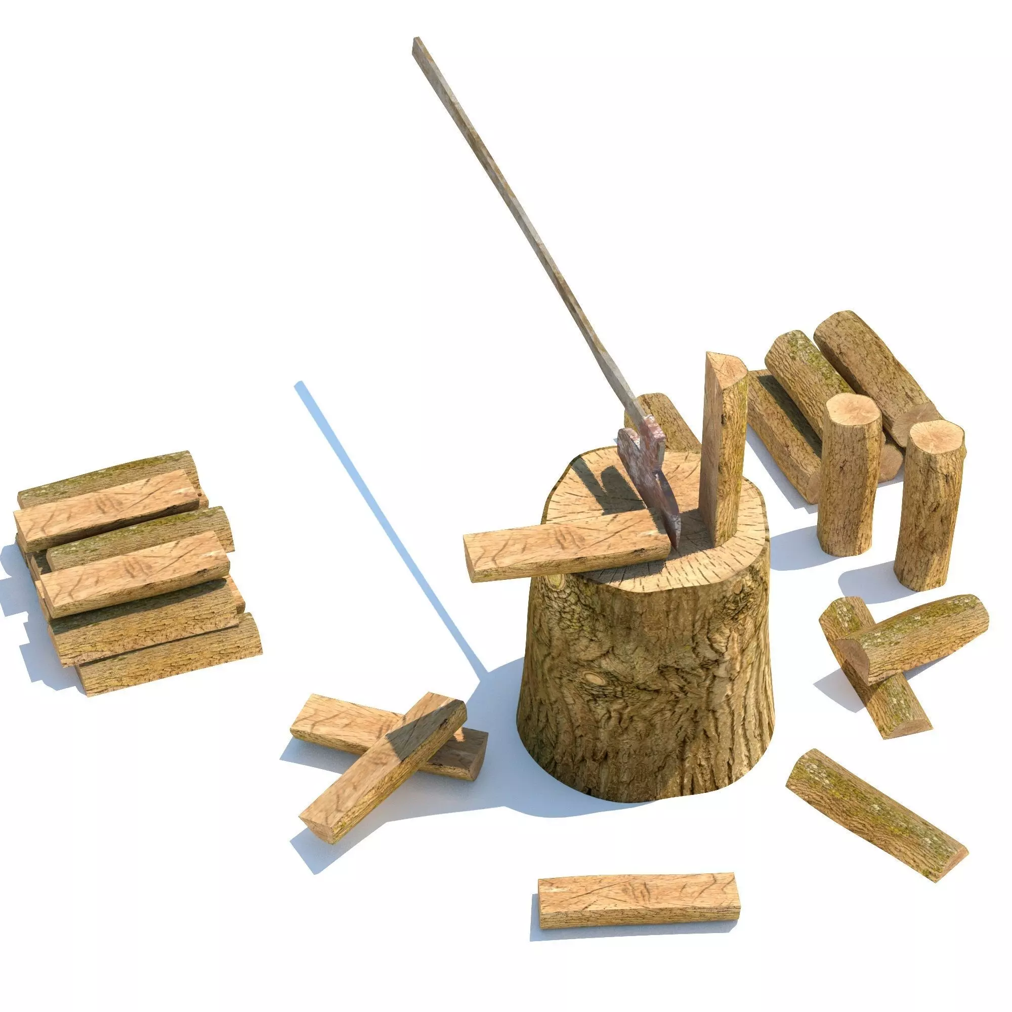 Wood Axe Logs 3D model_0