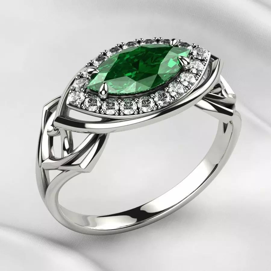 Emerald Marquise Gold Ring 3D print model