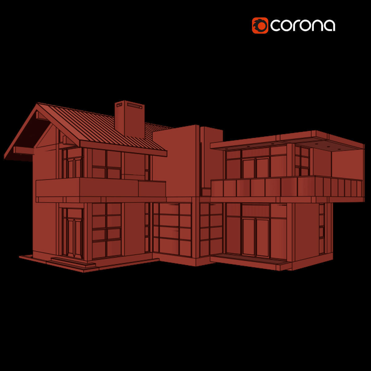 2 Story Modern Style House 3D model_4