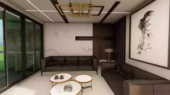 Minimal style Living Room Design 3D print model