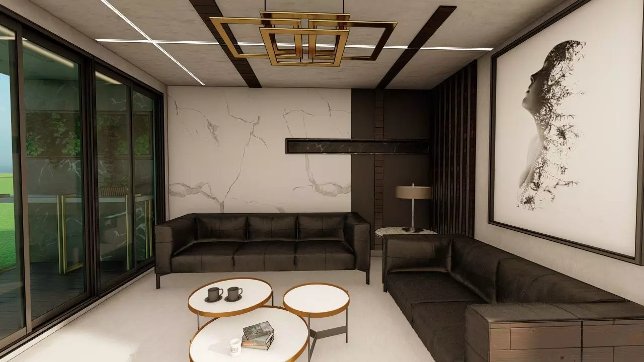 Minimal style Living Room Design 3D print model