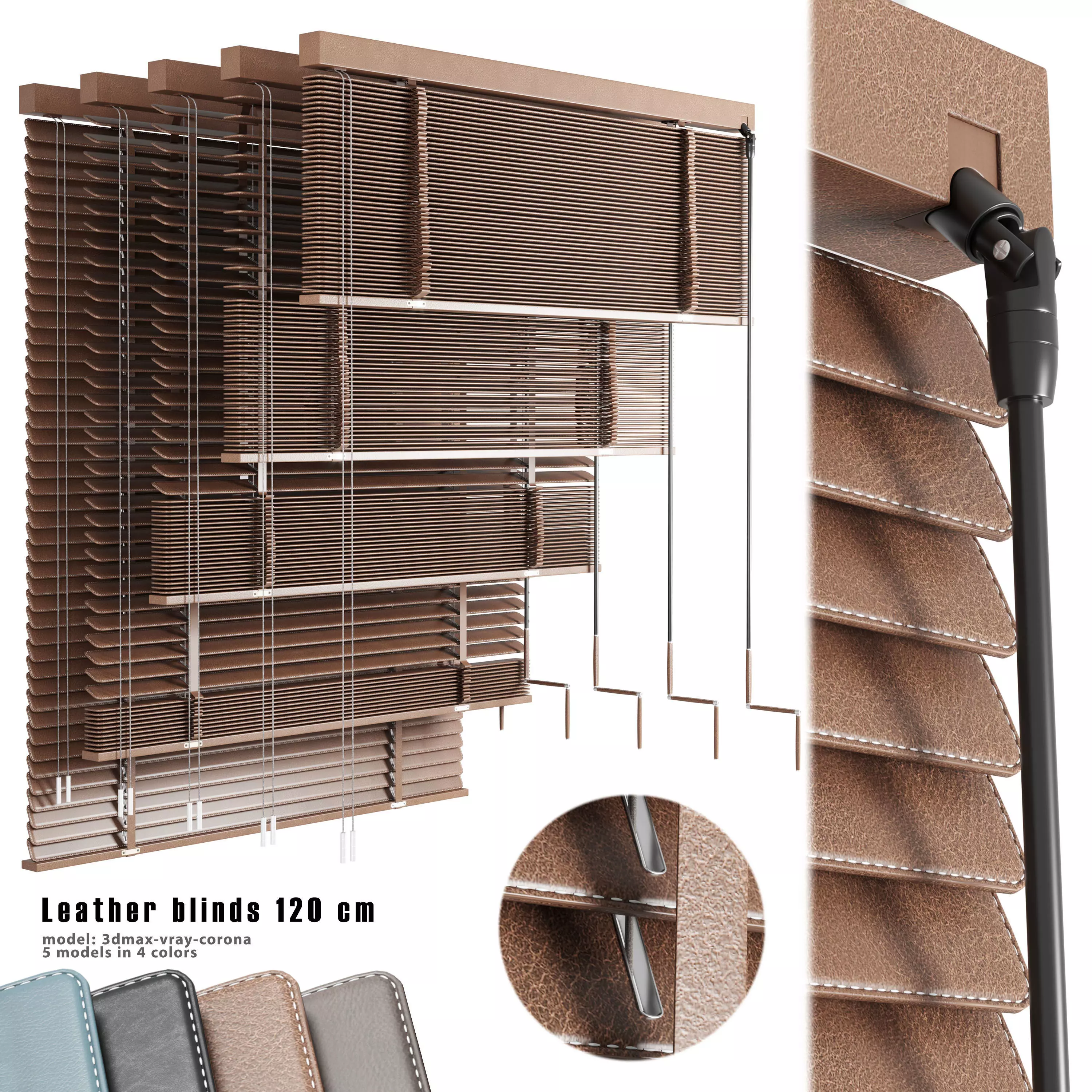 Leather blinds 120 cm Low-poly 3D model