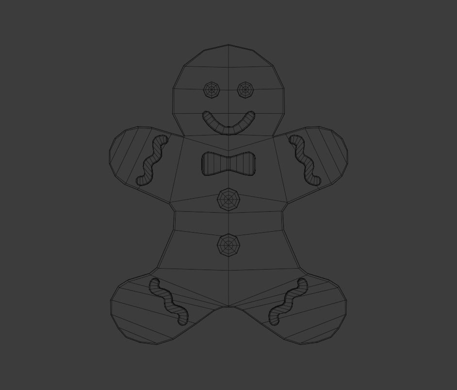 Gingerbread man Low-poly 3D model_2