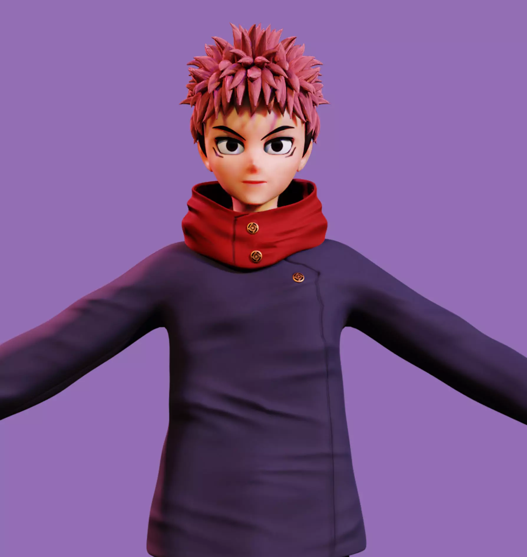 Yuji Itadori  Low-poly 3D model_0