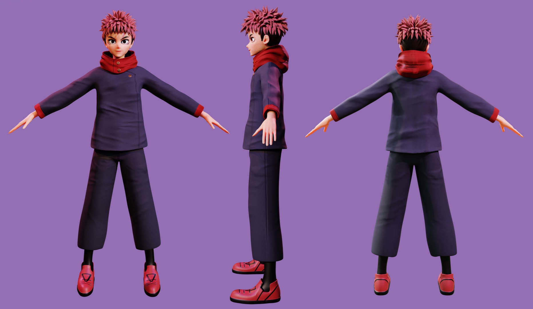 Yuji Itadori  Low-poly 3D model_1