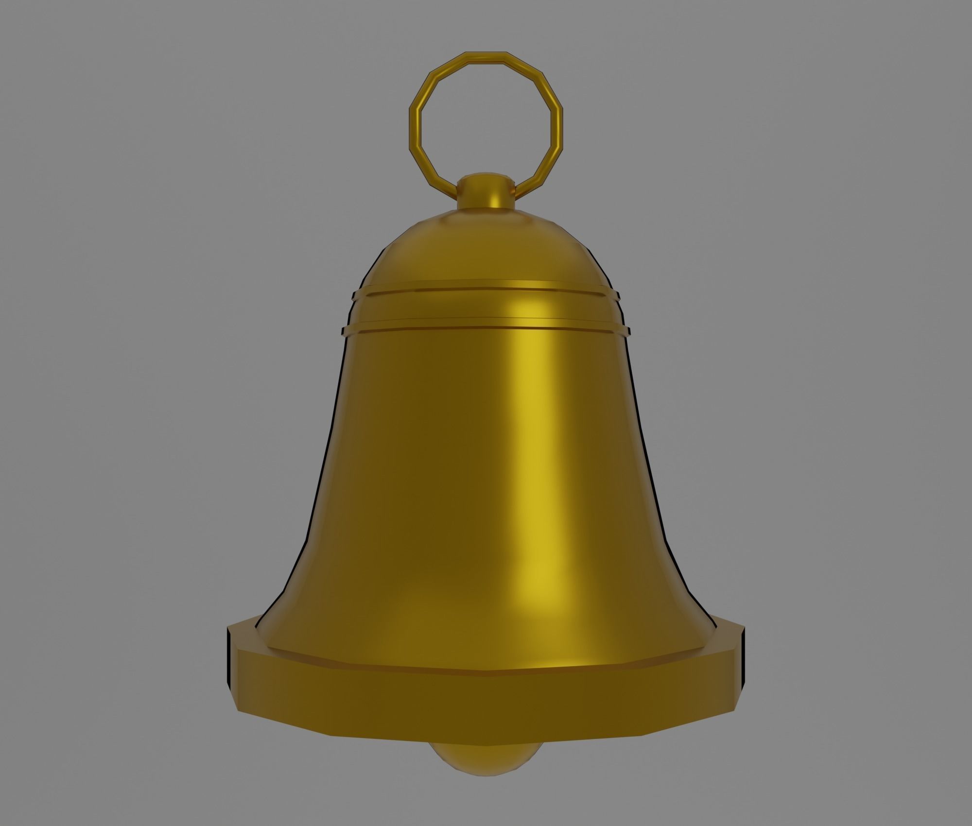 Golden bell Free low-poly 3D model_3