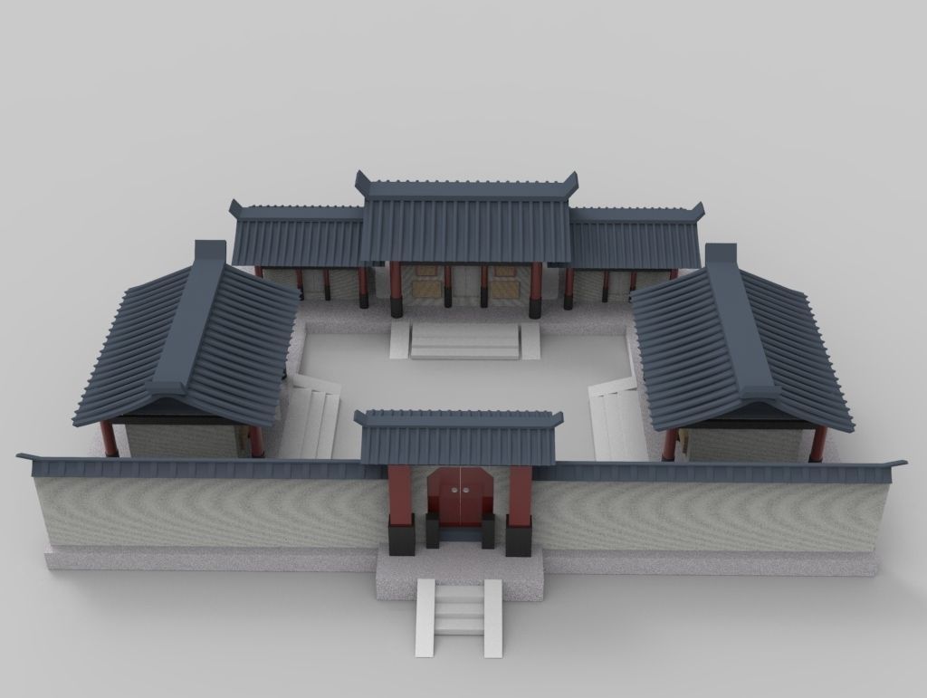 Chinese siheyuan 3D model_1