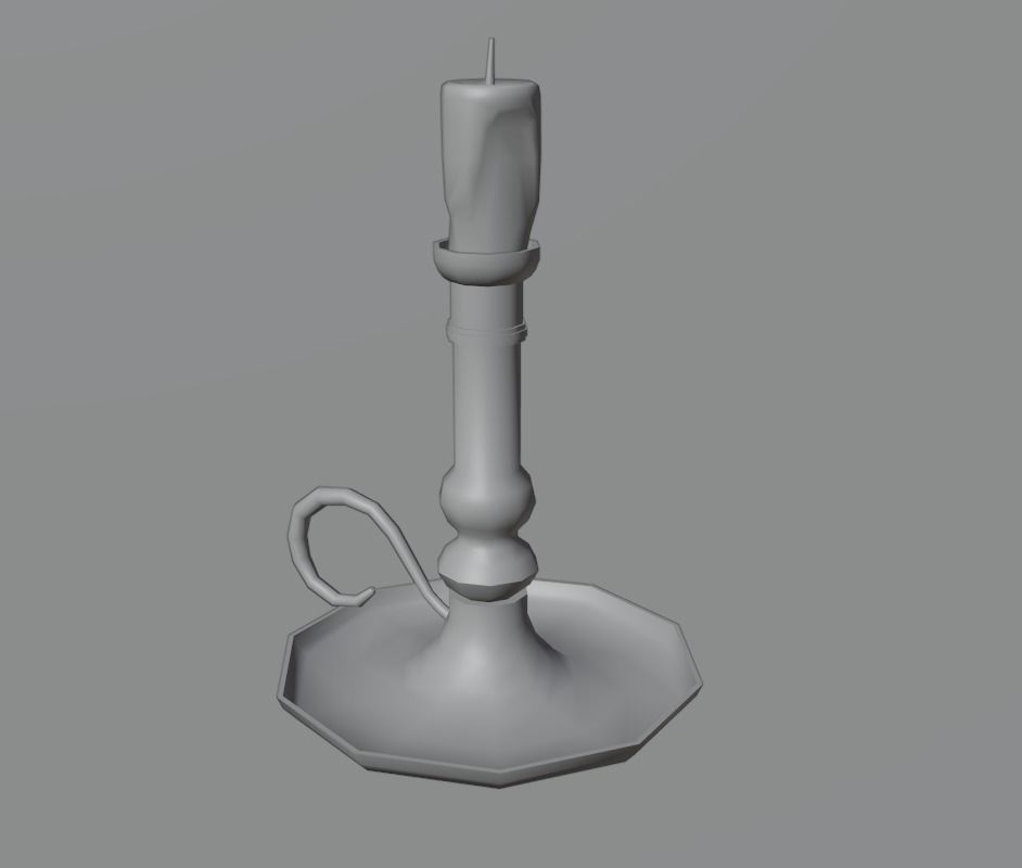 Candlestick gold candle holder Low-poly 3D model_1