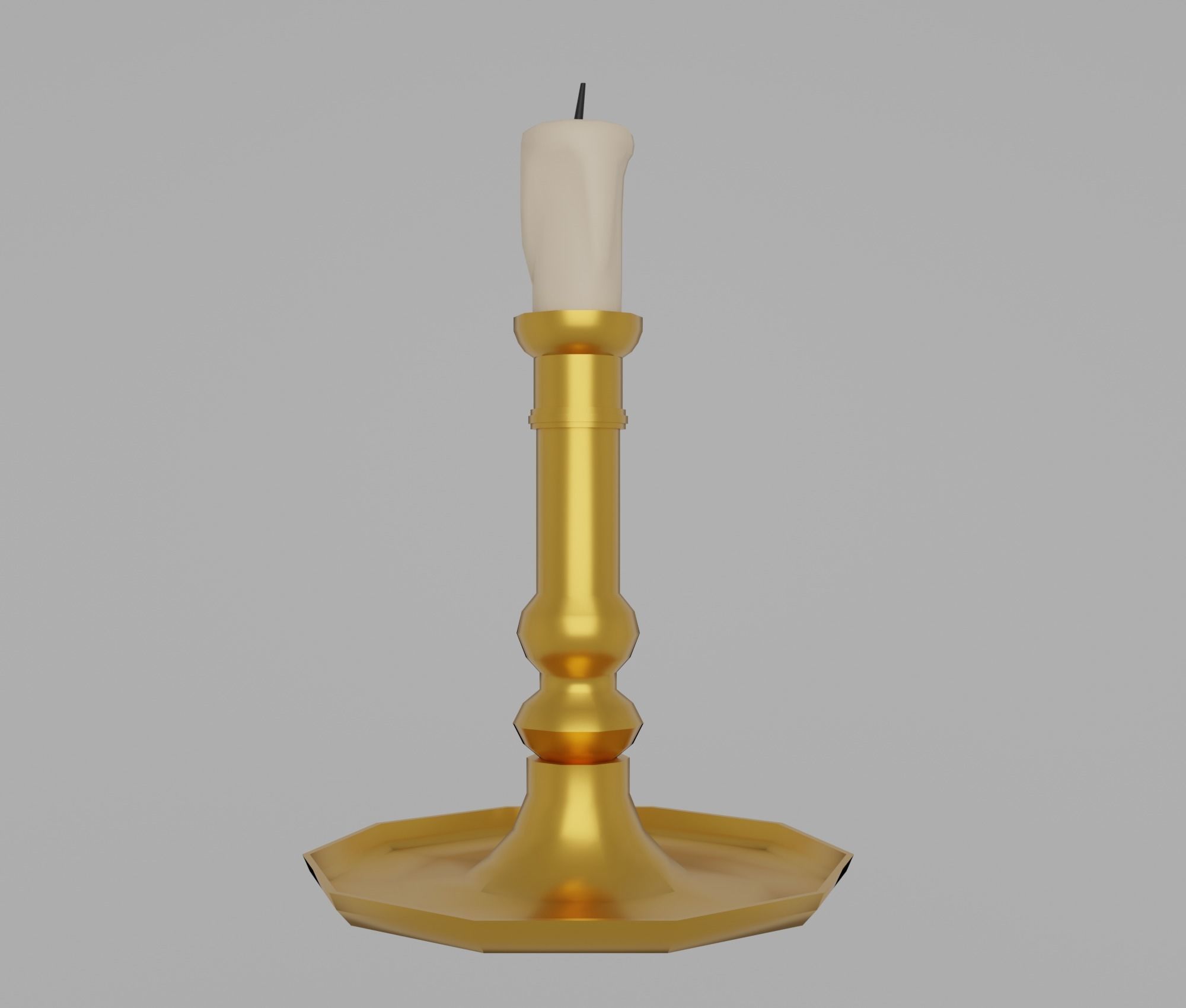 Candlestick gold candle holder Low-poly 3D model_9