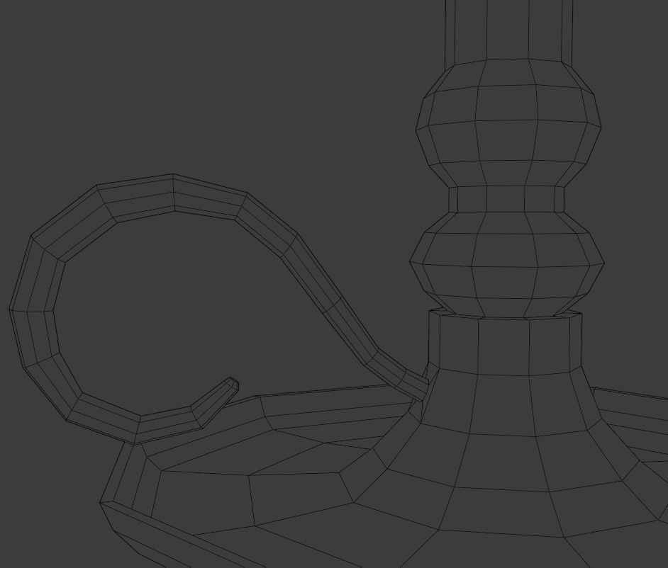 Candlestick gold candle holder Low-poly 3D model_18