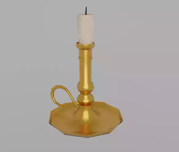 Candlestick gold candle holder Low-poly 3D model