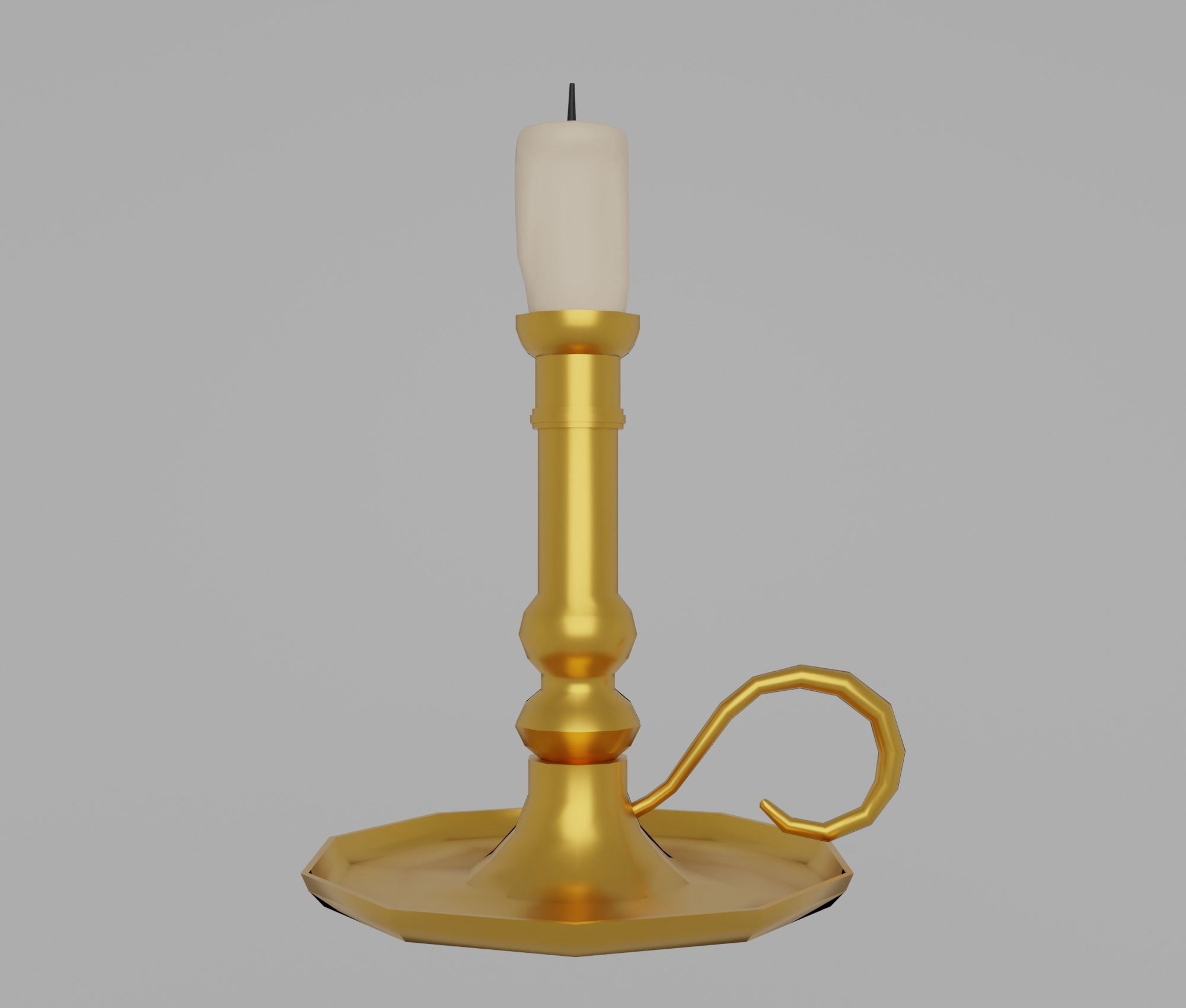 Candlestick gold candle holder Low-poly 3D model_7