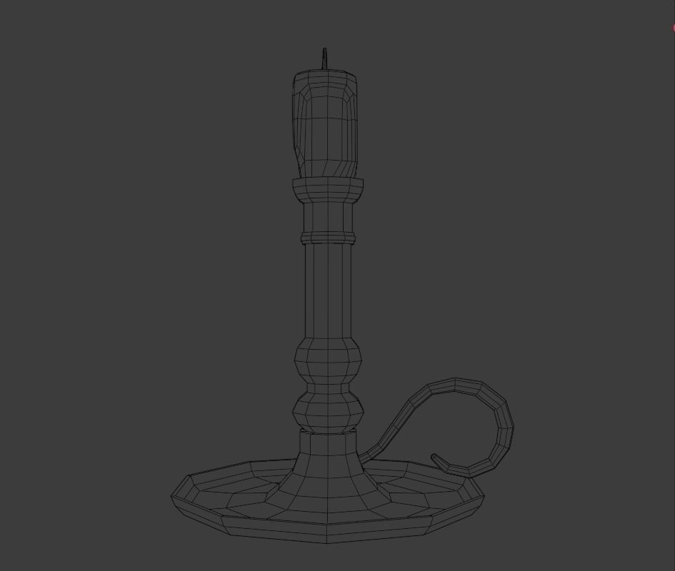 Candlestick gold candle holder Low-poly 3D model_8