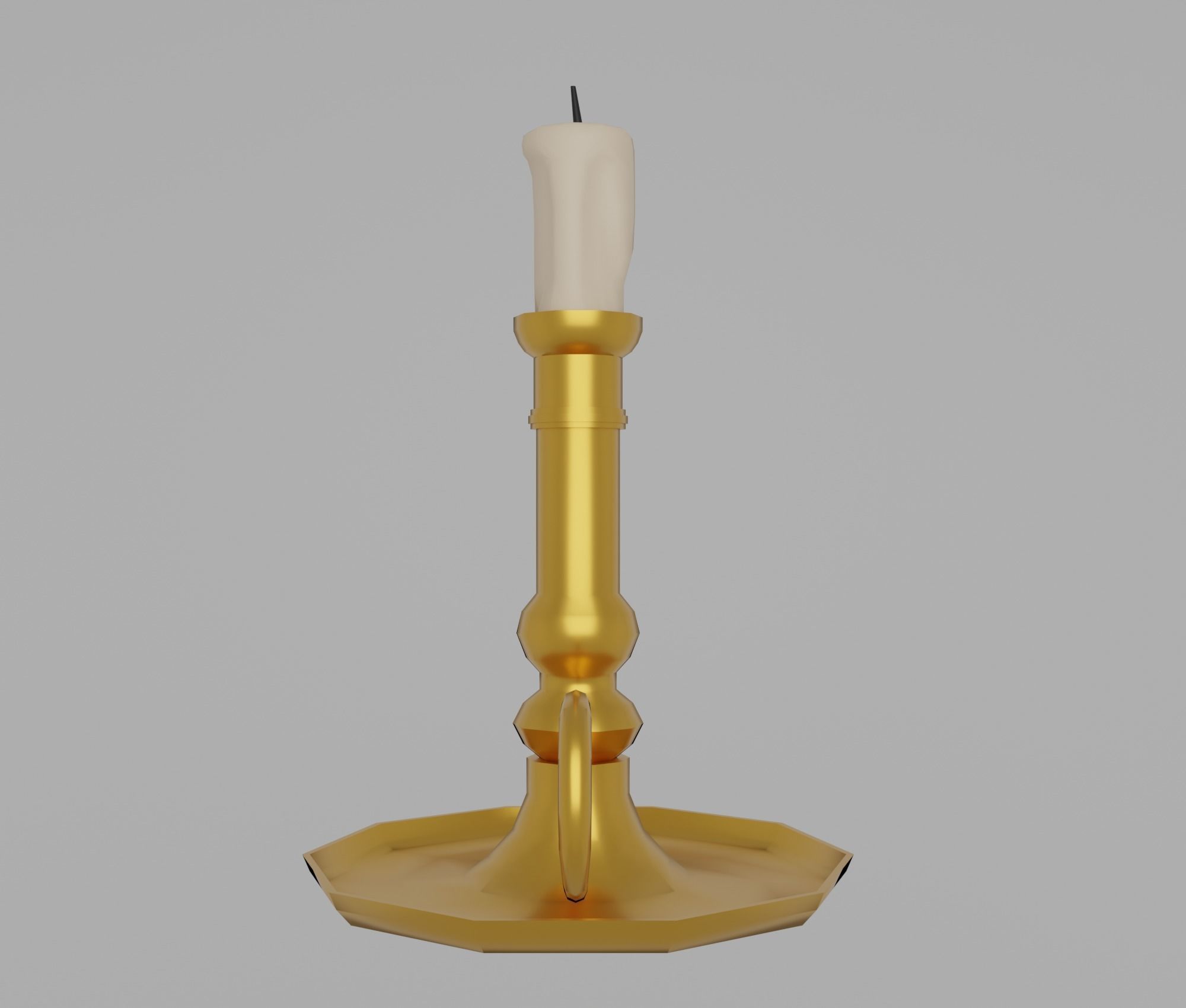 Candlestick gold candle holder Low-poly 3D model_5