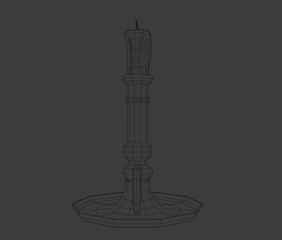 Candlestick gold candle holder Low-poly 3D model_6