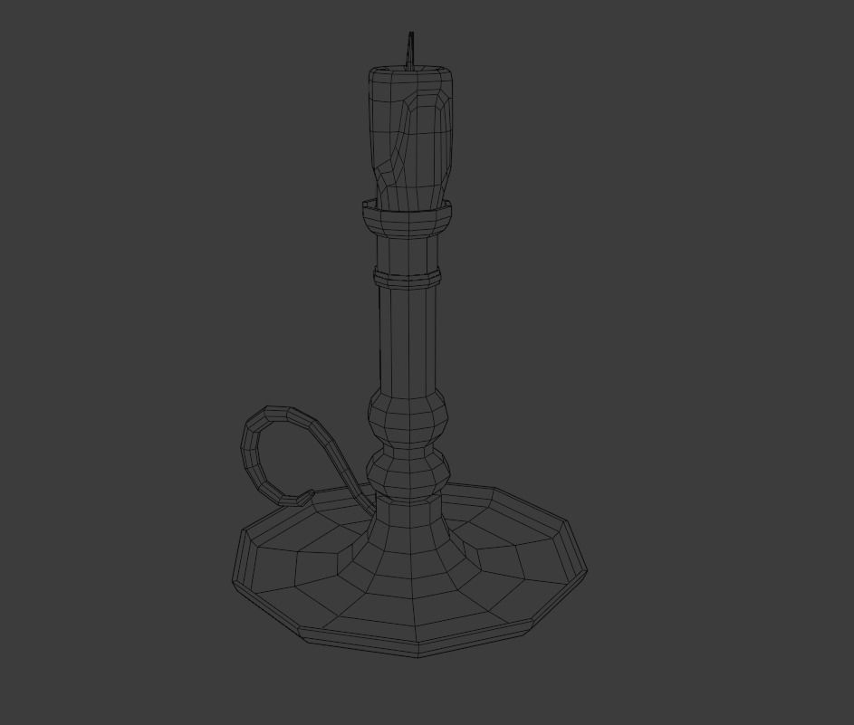 Candlestick gold candle holder Low-poly 3D model_2