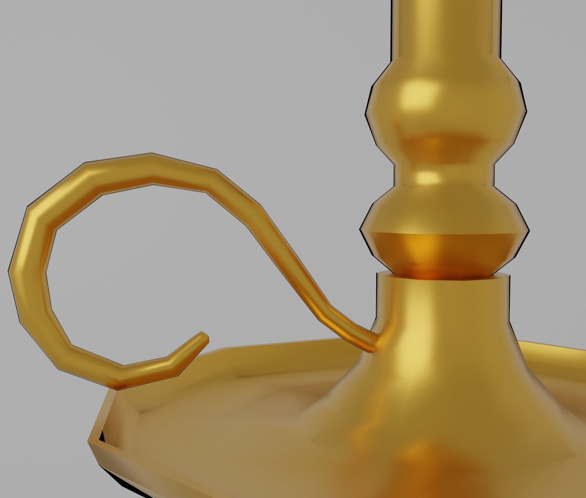 Candlestick gold candle holder Low-poly 3D model_17