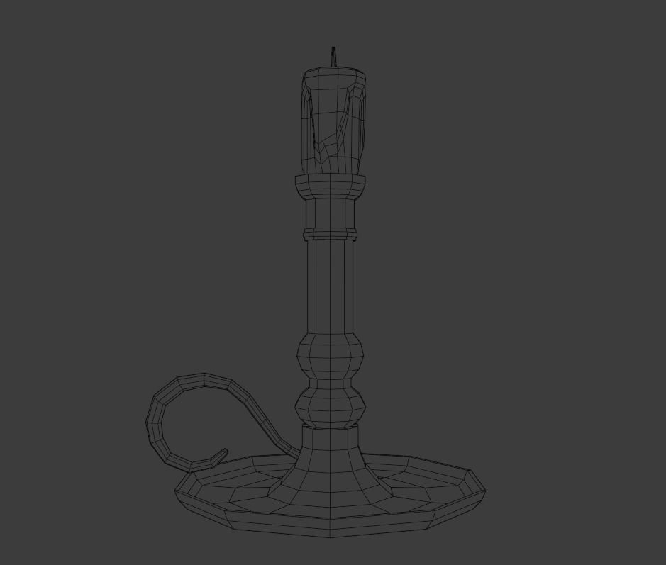 Candlestick gold candle holder Low-poly 3D model_4