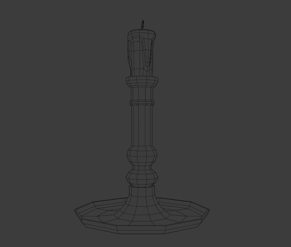 Candlestick gold candle holder Low-poly 3D model_10