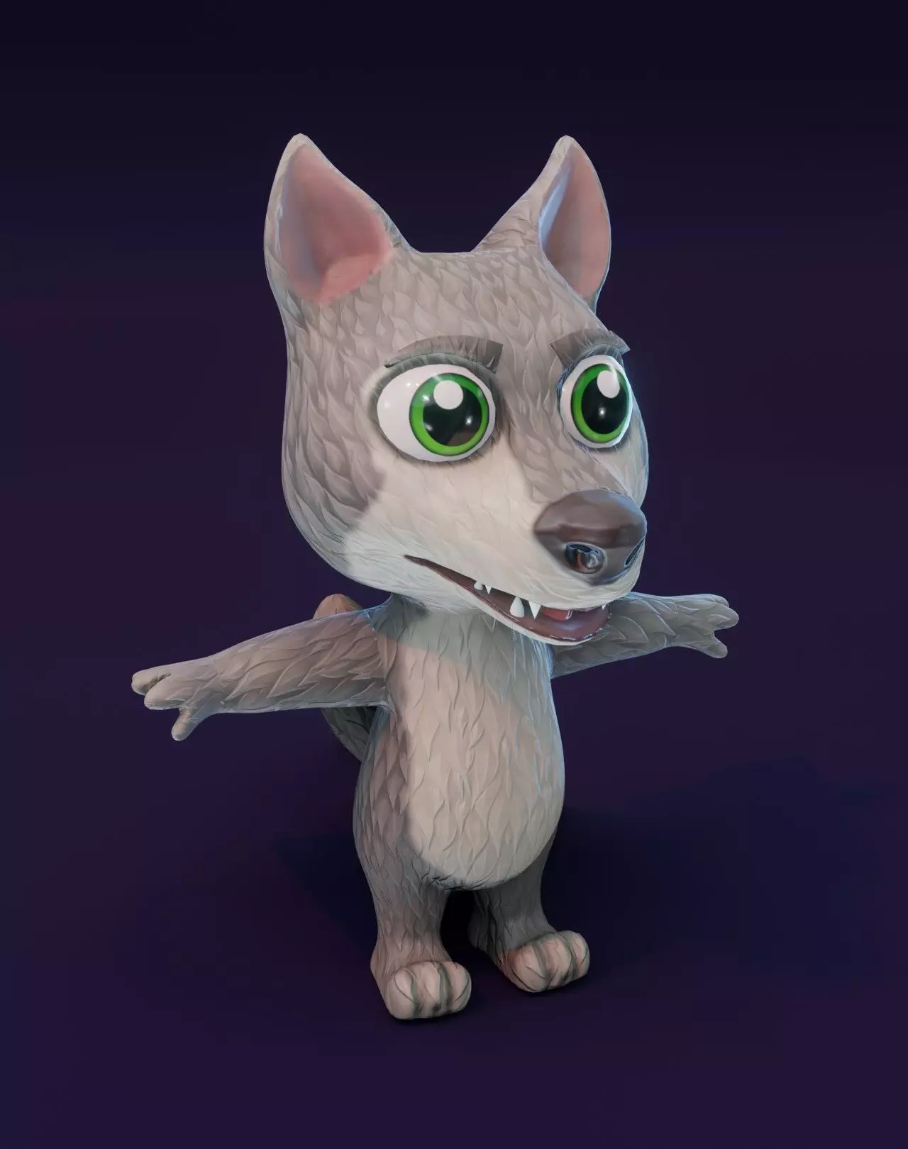 Cartoon Wolf 3D Model Low-poly 3D model_0