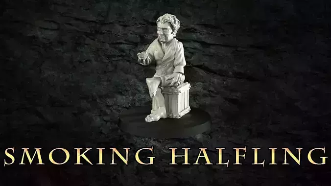 Halfling with pipe 3D print model