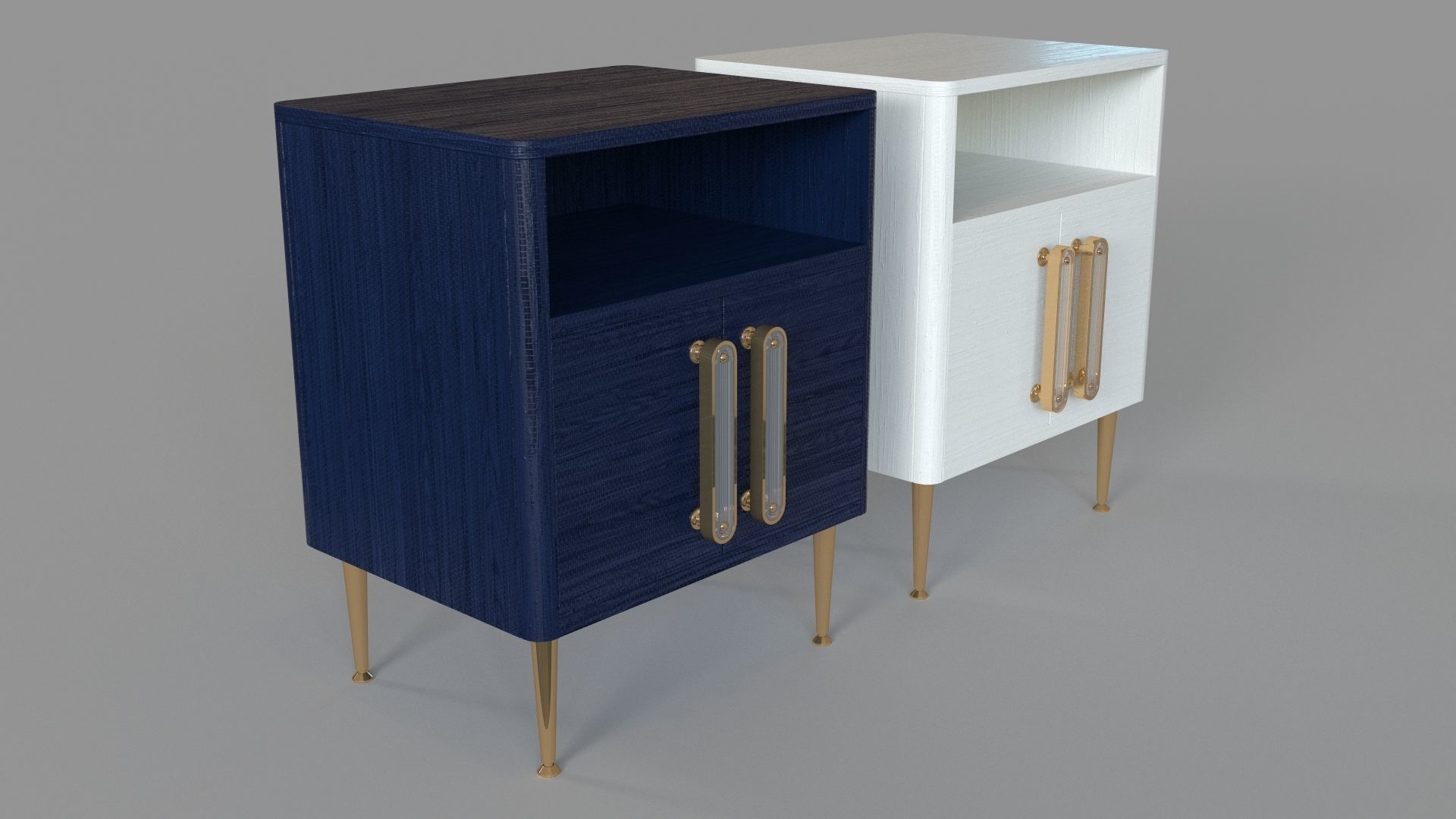 Odetta Nightstand Blue and Cream 3D model_2