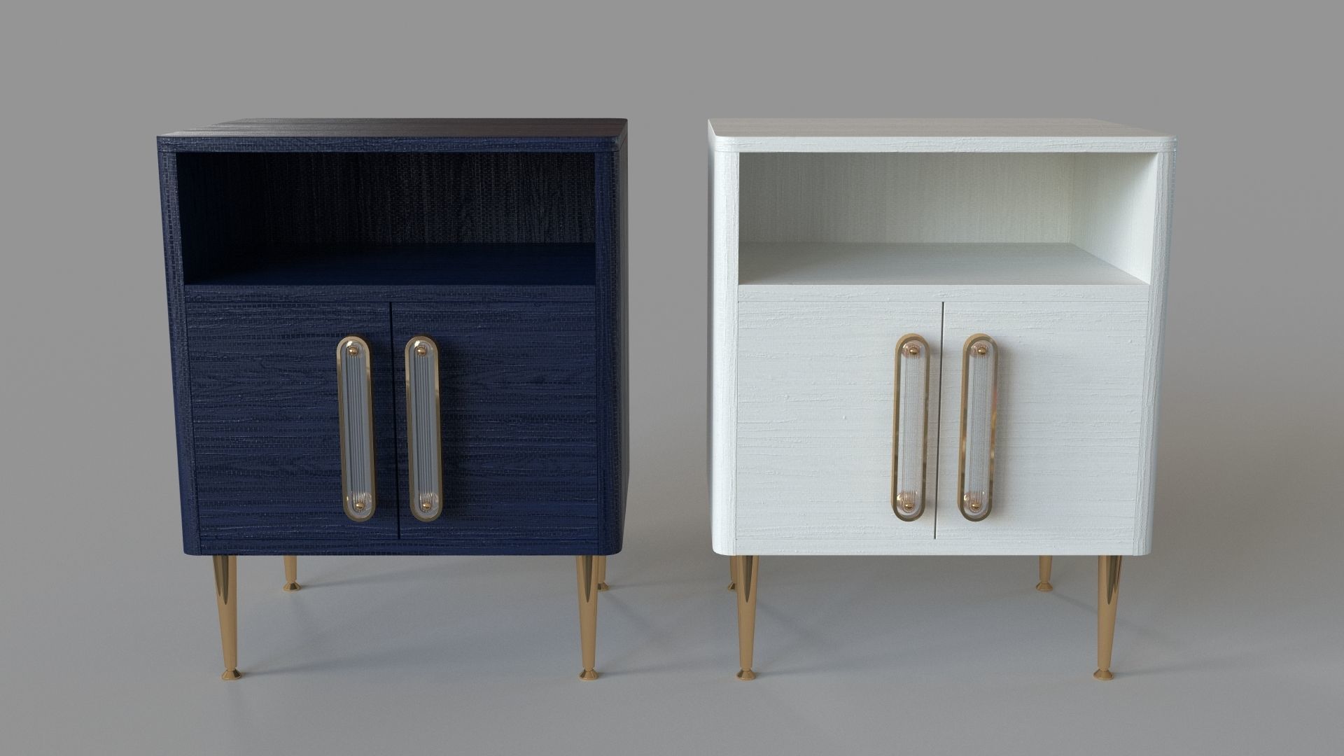 Odetta Nightstand Blue and Cream 3D model_1