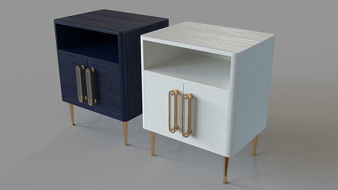 Odetta Nightstand Blue and Cream 3D model