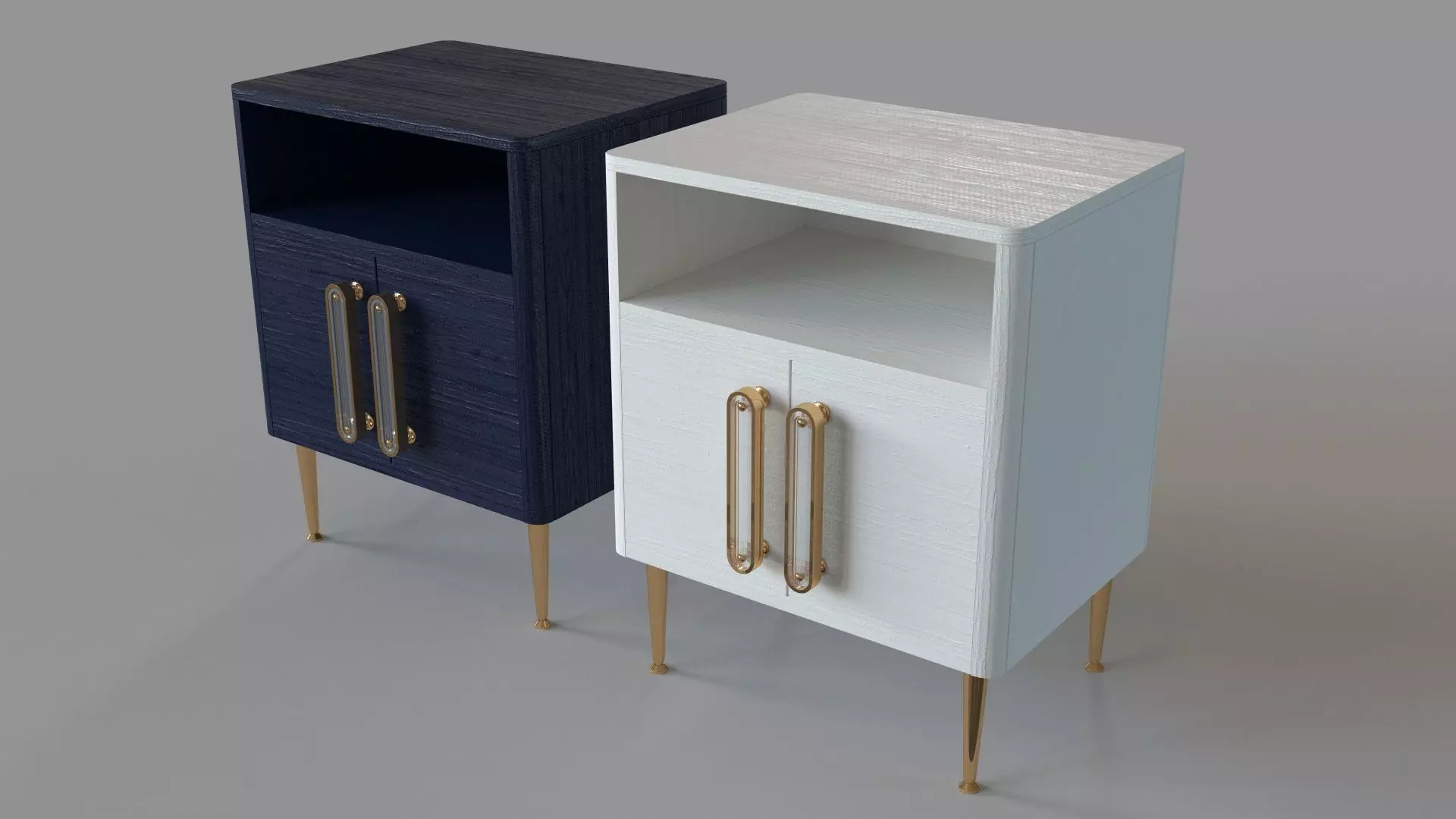 Odetta Nightstand Blue and Cream 3D model_0